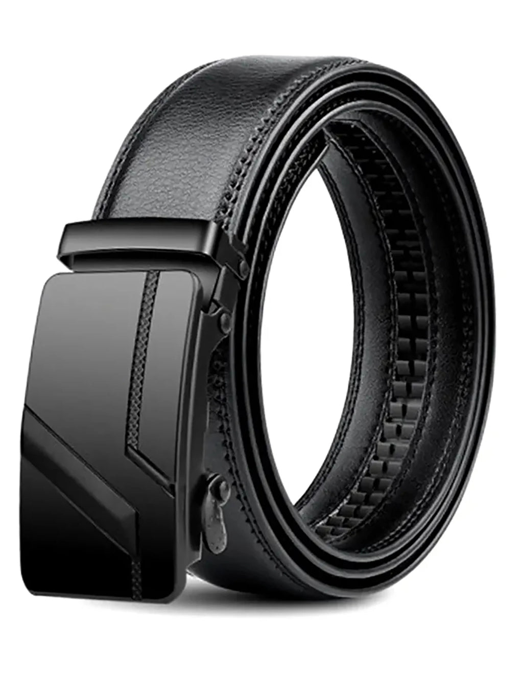 High-quality men's belt, luxury belt, black with automatic buckle for jeans, suit belt.