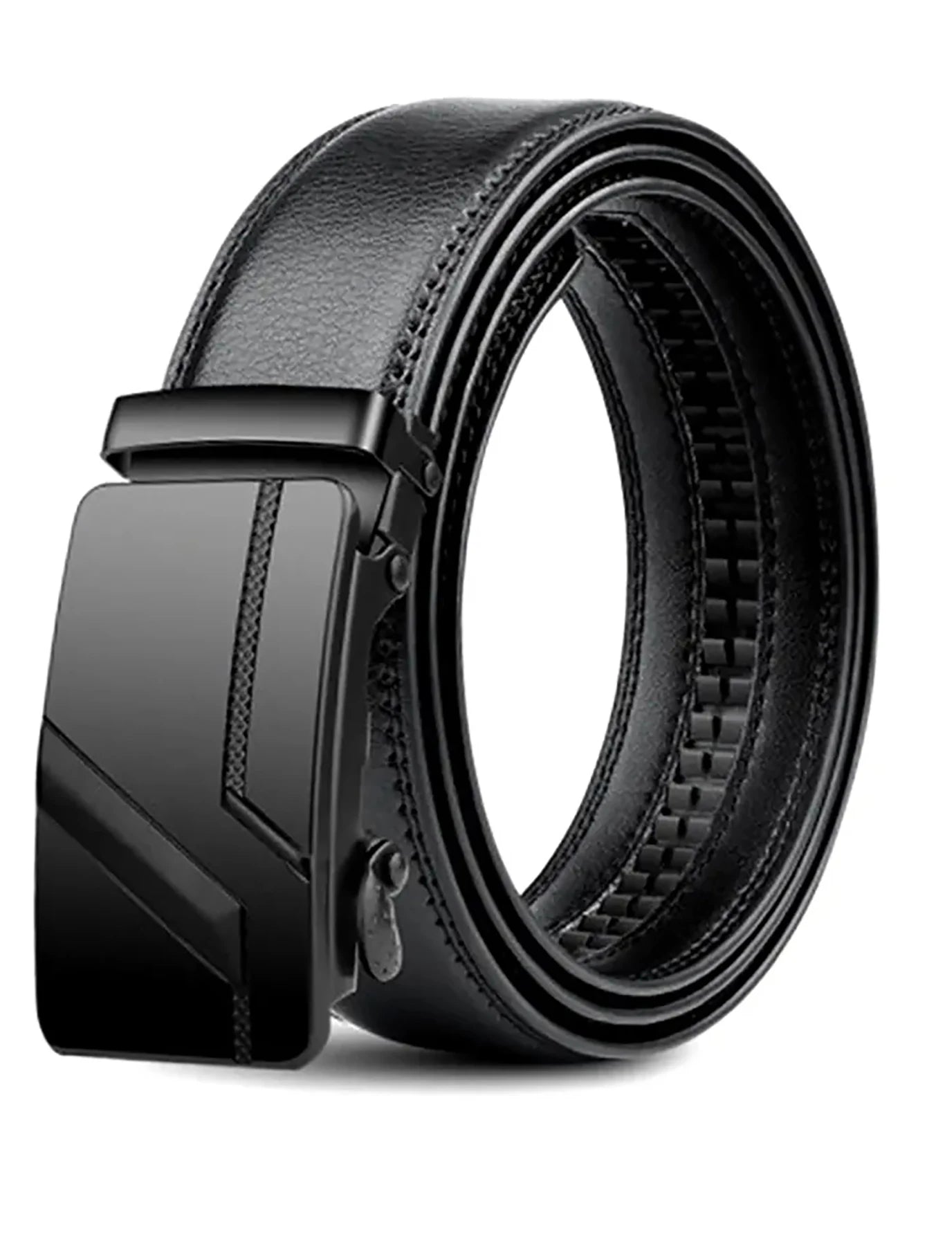 High-quality men's belt, luxury belt, black with automatic buckle for jeans, suit belt.