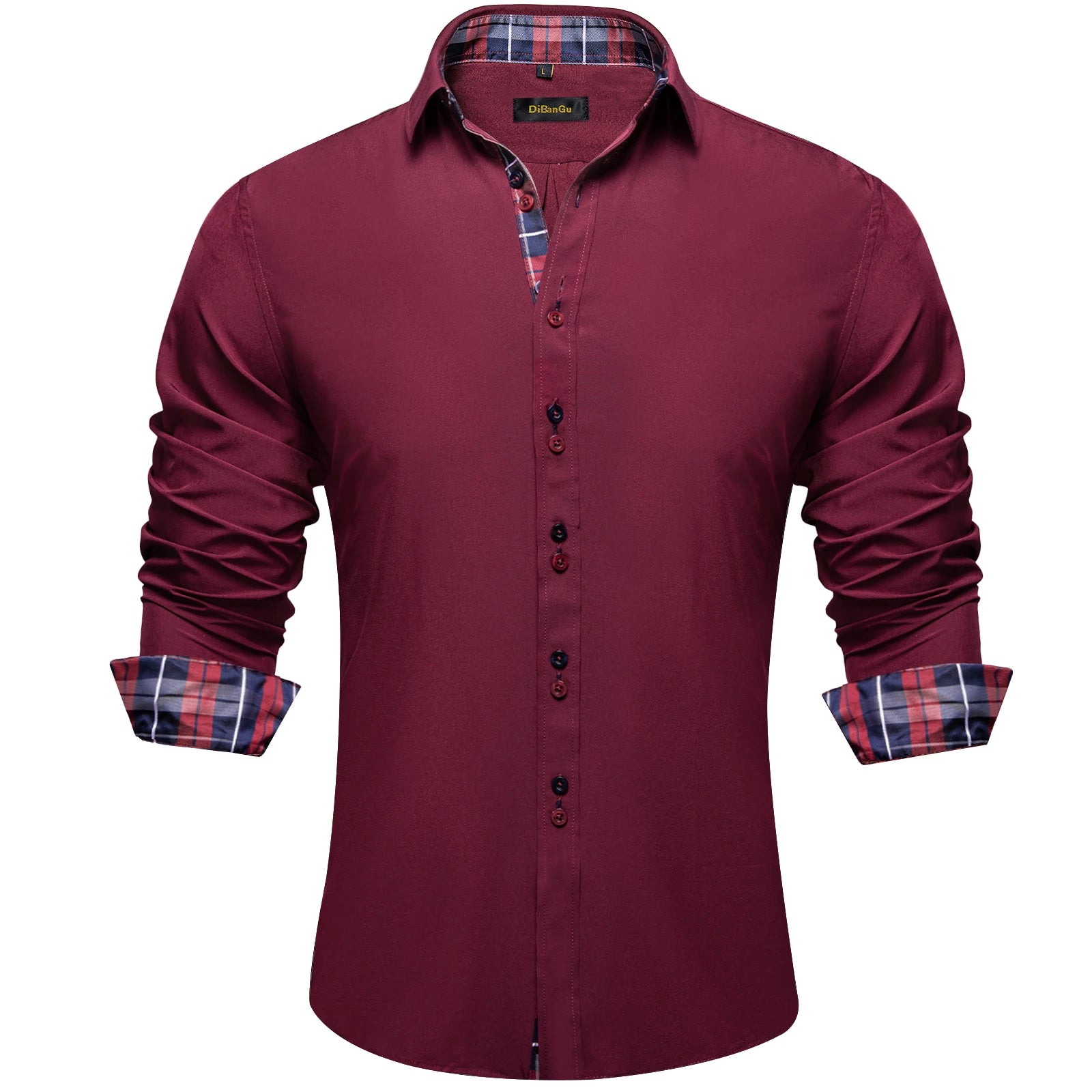 High-quality FuturyLuxury men's dress shirt, black with contrasting red paisley print, button-down collar.