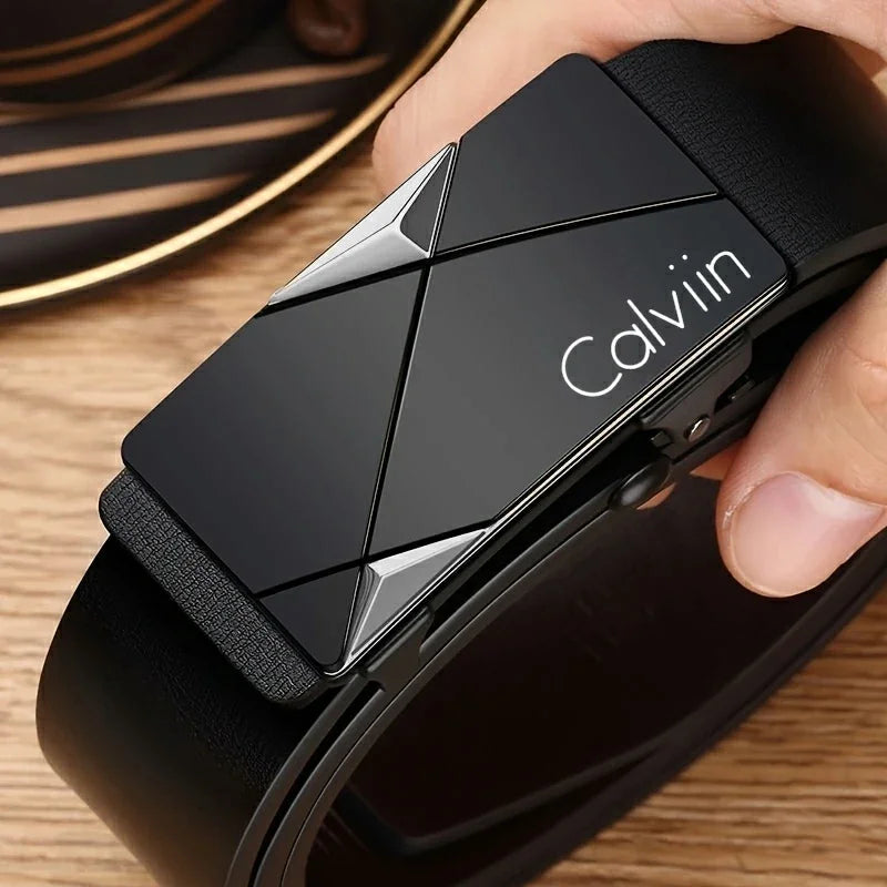 Stylish men's leather belt - Fashionable belts for everyday wear, leisure, parties, festivals, work, and business. Automatic buckle.