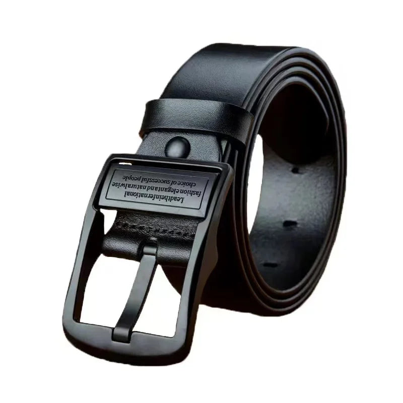 New men's belt in bovine leather, with a metal alloy pin buckle, luxury, for adults, ideal for jeans and casual wear.