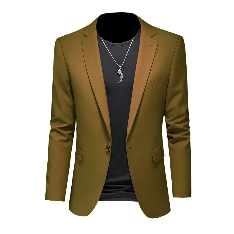 High-quality men's casual blazer, solid color, from the FuturyLuxury brand, ideal for business and formal occasions. Perfect for formal wear.