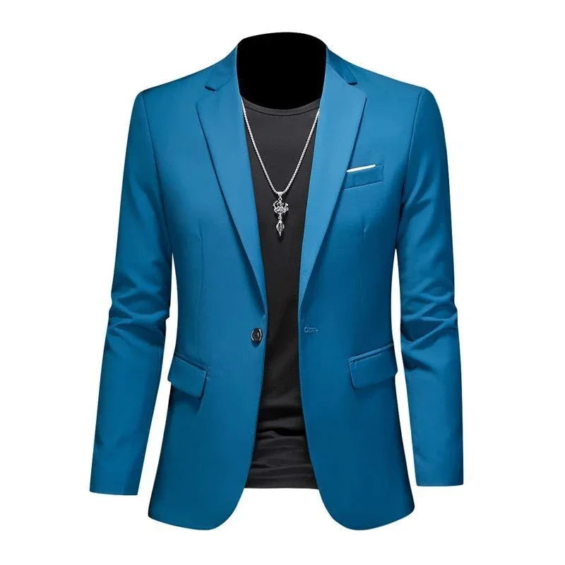High-quality men's casual blazer, solid color, from the FuturyLuxury brand, ideal for business and formal occasions. Perfect for formal wear.