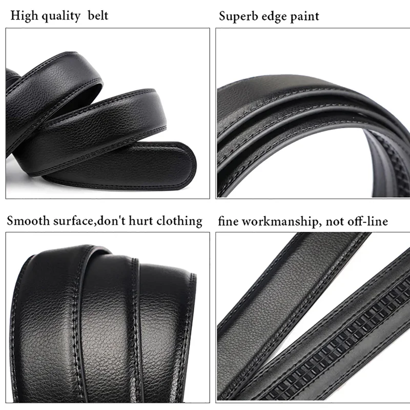 High-quality men's belt, luxury belt, black with automatic buckle for jeans, suit belt.