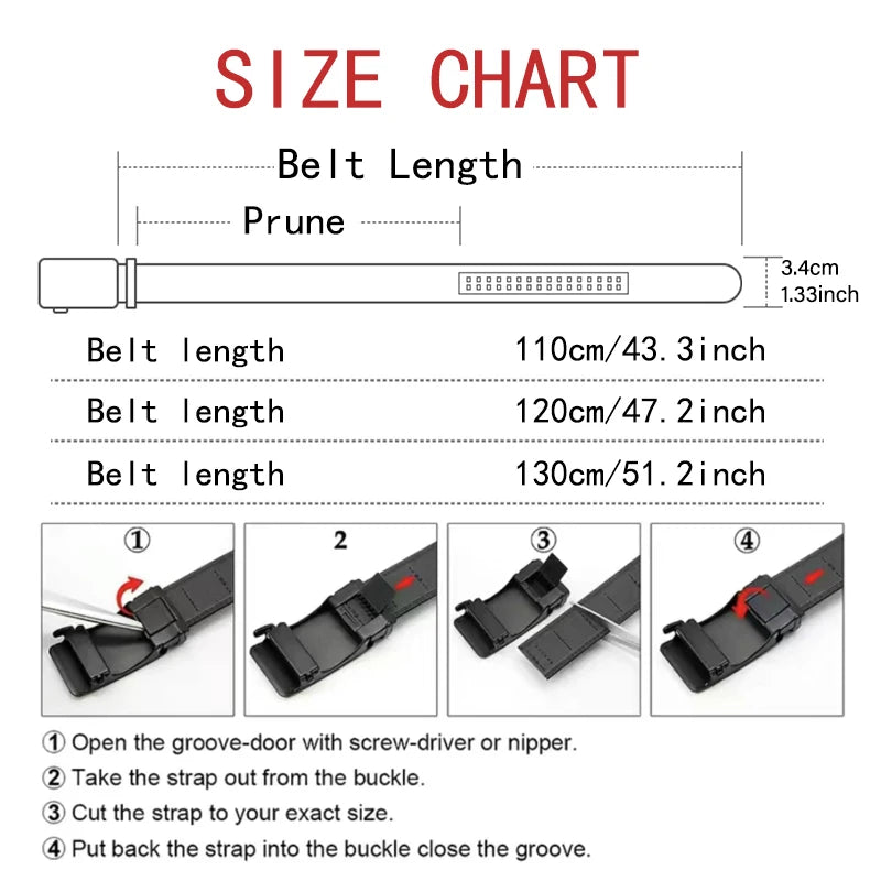 High-quality men's belt, luxury belt, black with automatic buckle for jeans, suit belt.