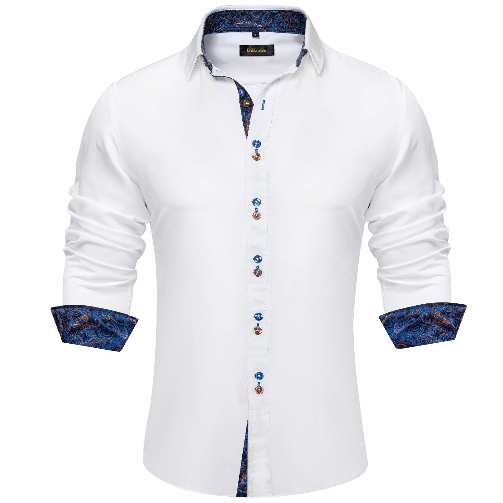 High-quality FuturyLuxury men's dress shirt, black with contrasting red paisley print, button-down collar.