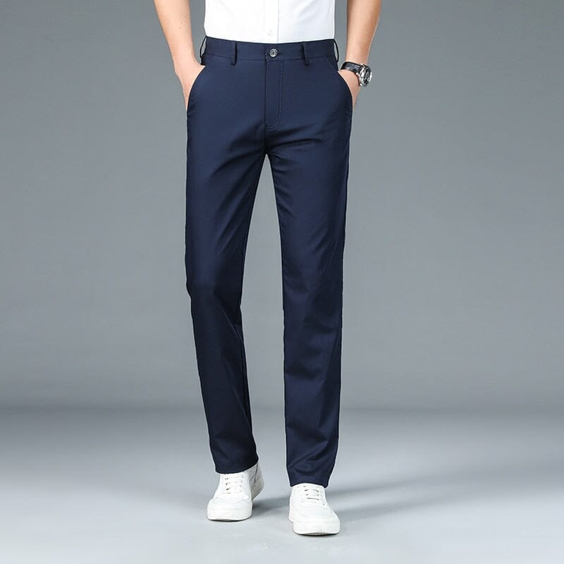 Men's Trousers Summer Thin Business Casual Pants Classic Solid Color Elastic Comfortable Loose Straight Brand Men's Wear